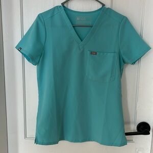 FIGS NEON BLUE SCRUB TOP